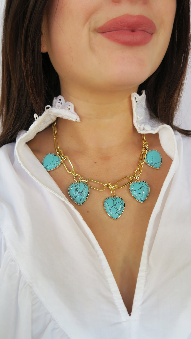 Lovers Lane Charm Necklace - Turquoise
