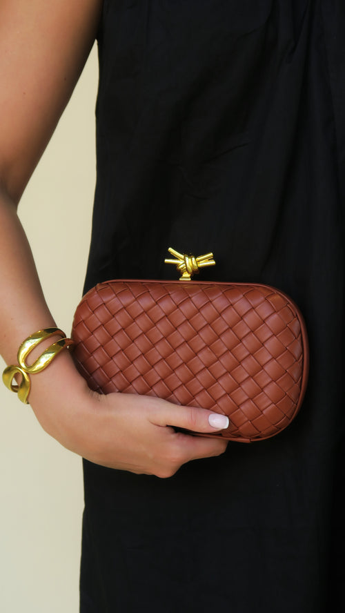 Bonsoir Woven Clutch - Saddle
