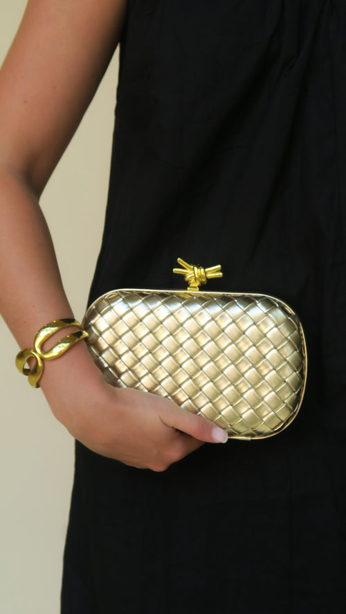 Bonsoir Woven Clutch - Gold