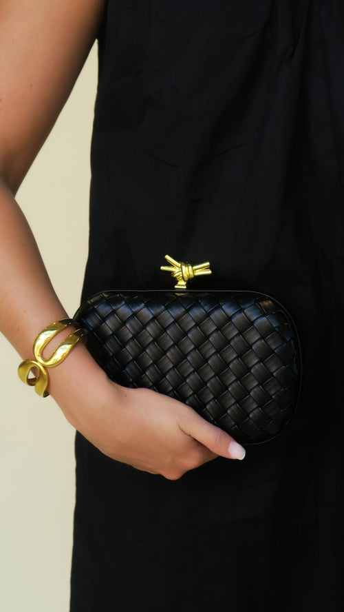 Bonsoir Woven Clutch - Black