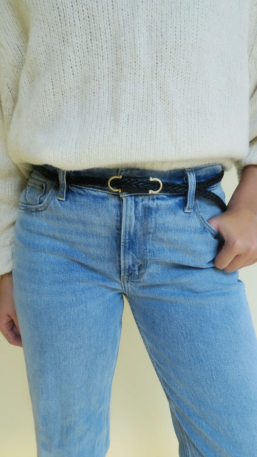 Woven Dollor Belt - Black - Wholesale
