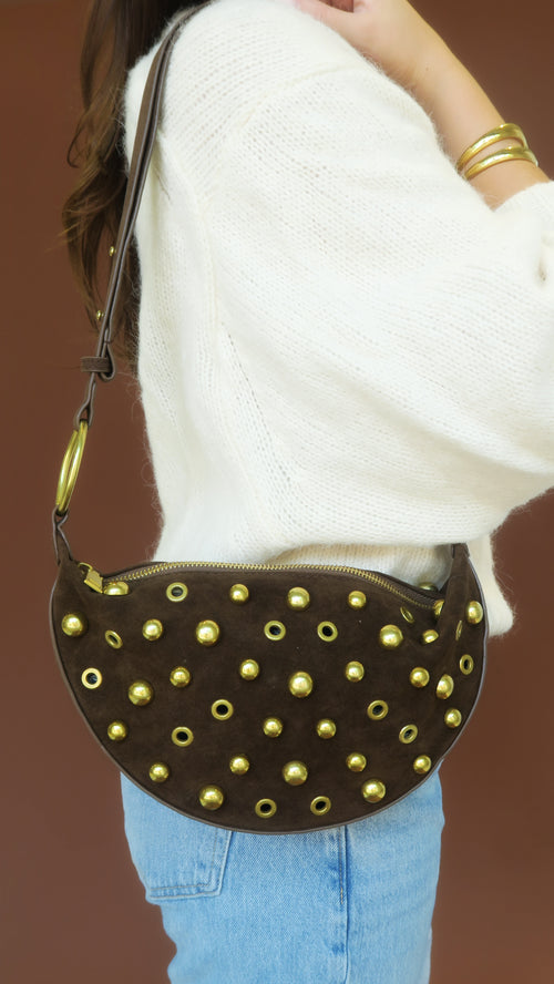 Maeve Studded Bag - Brown