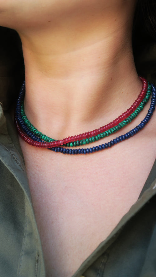 Micro Beaded Necklace - Deep Red
