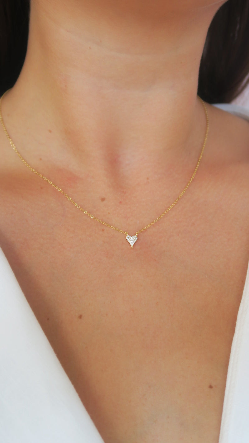 Micro Pave Heart Necklace