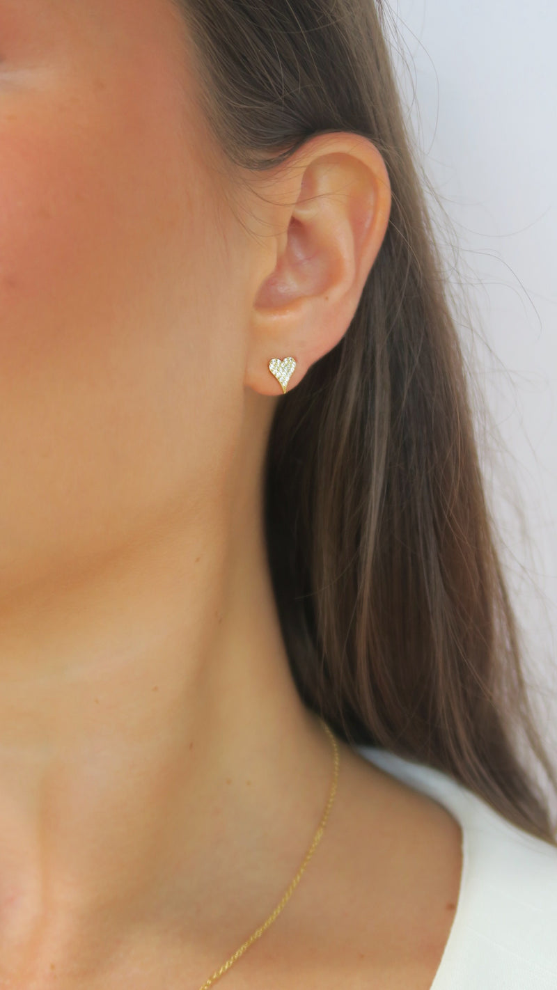 Micro Pave CZ Heart Studs