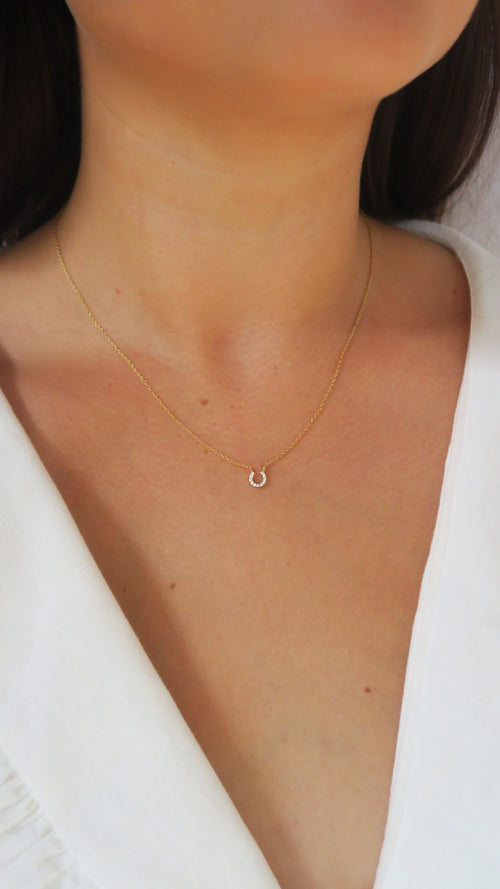 Micro Pave Horseshoe Necklace