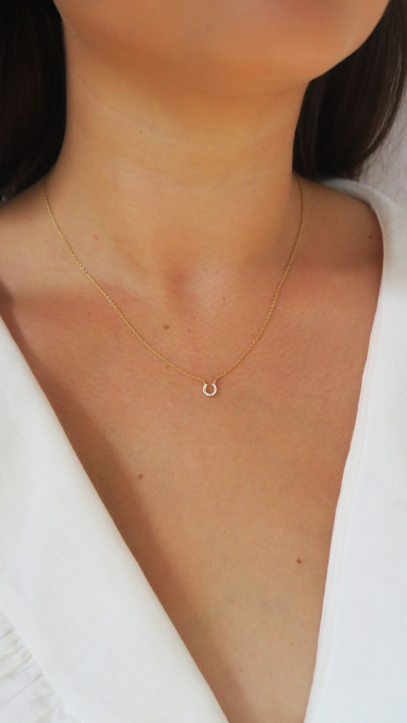 Micro Pave Horseshoe Necklace