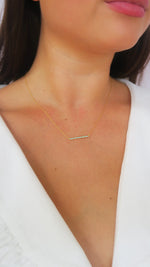 Micro Pave Bar Necklace - Turquoise