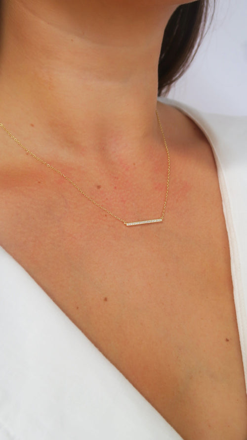 Micro Pave Bar Necklace