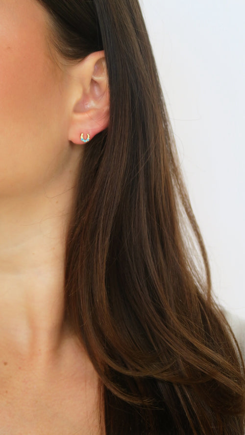 Mini Horseshoe Studs - Turquoise