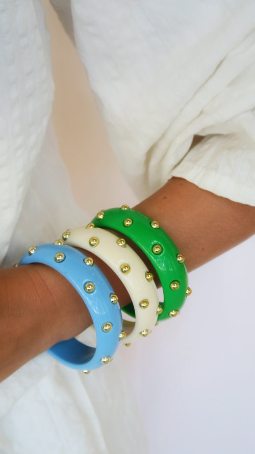 Studded Bangle - Emerald