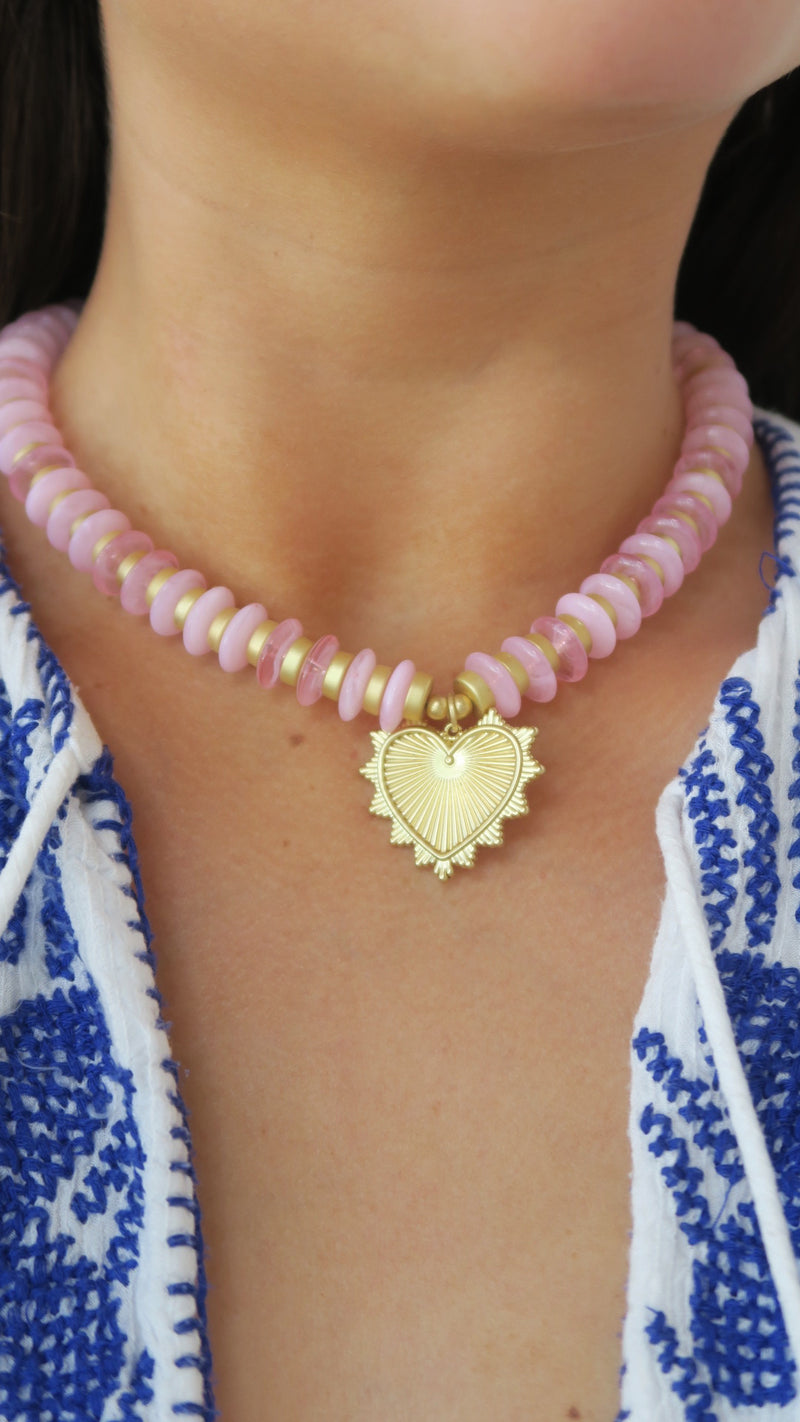 Parker Charm Necklace - Light Pink