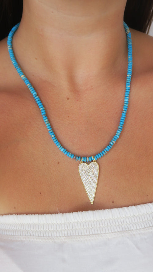 Micro Beaded True Love Necklace - Turquoise