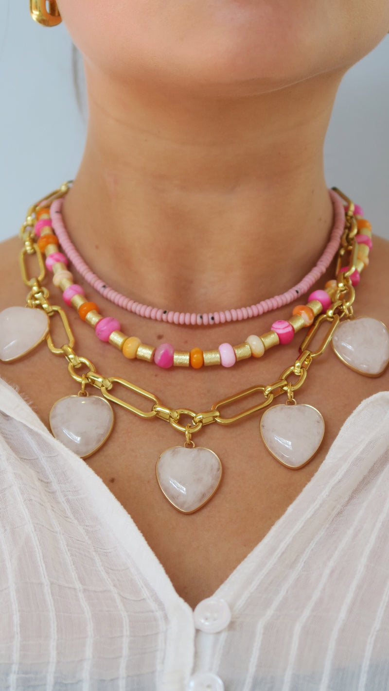 Micro Beaded Necklace - Light Pink