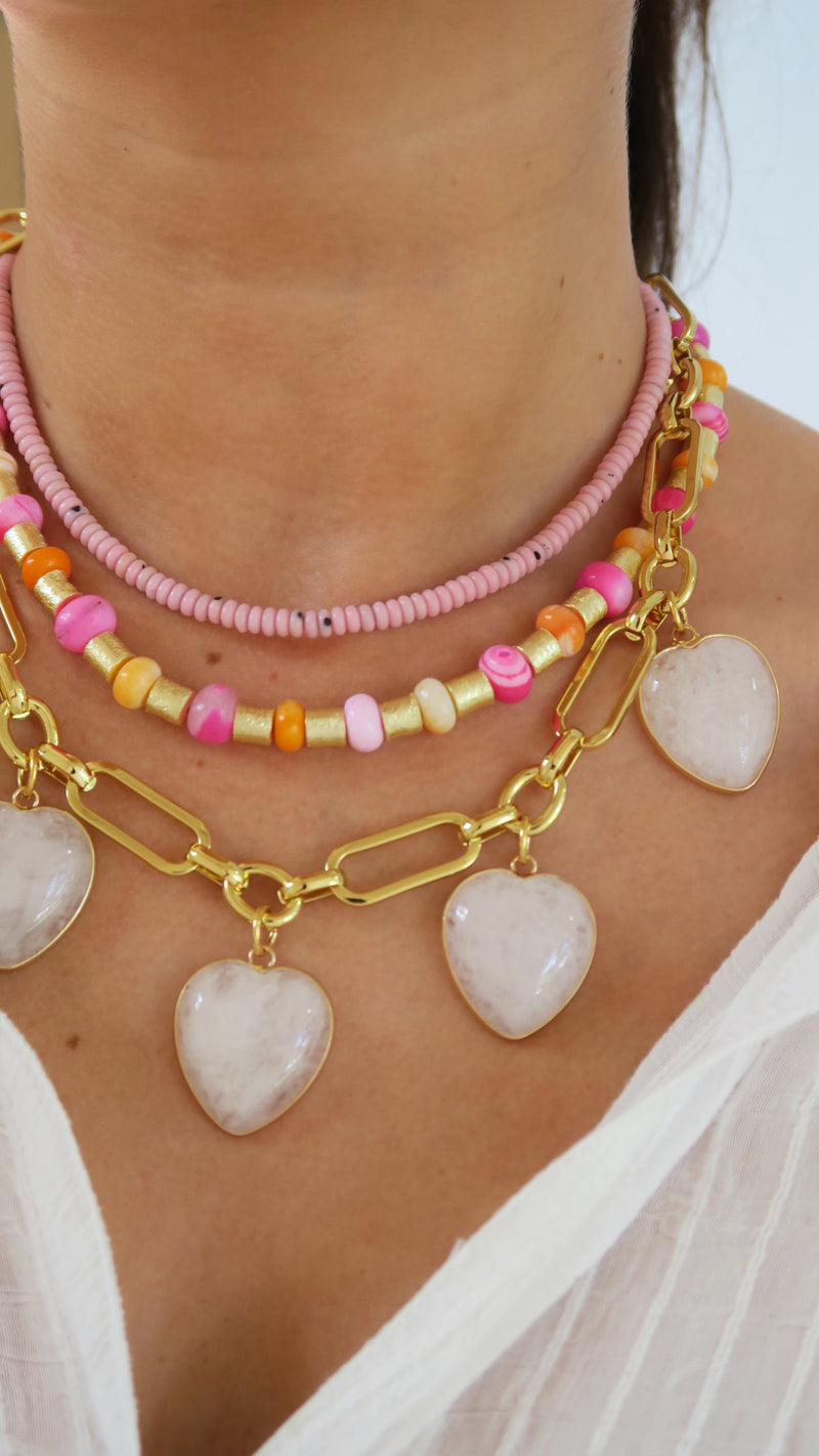 Micro Beaded Necklace - Light Pink