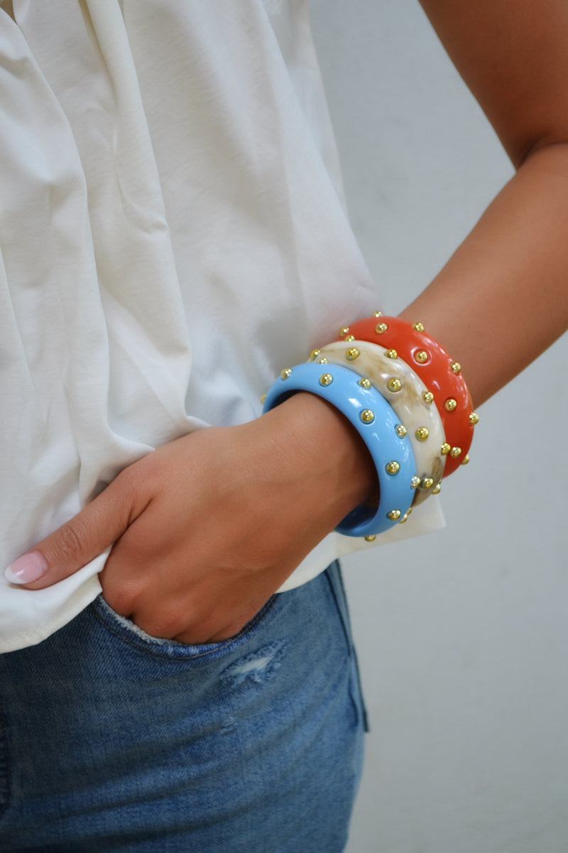 Studded Bangle - Light Blue