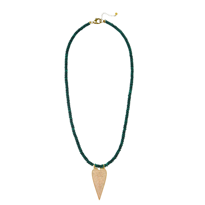Micro Beaded True Love Necklace - Emerald