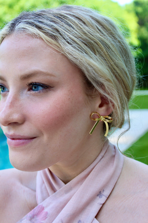 Short Herringbone Bow Studs