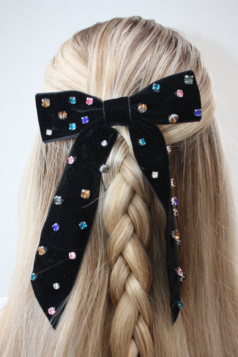 Preppy Party Girl Bow - black