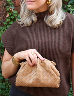 Woven Cloud Clutch - Tan