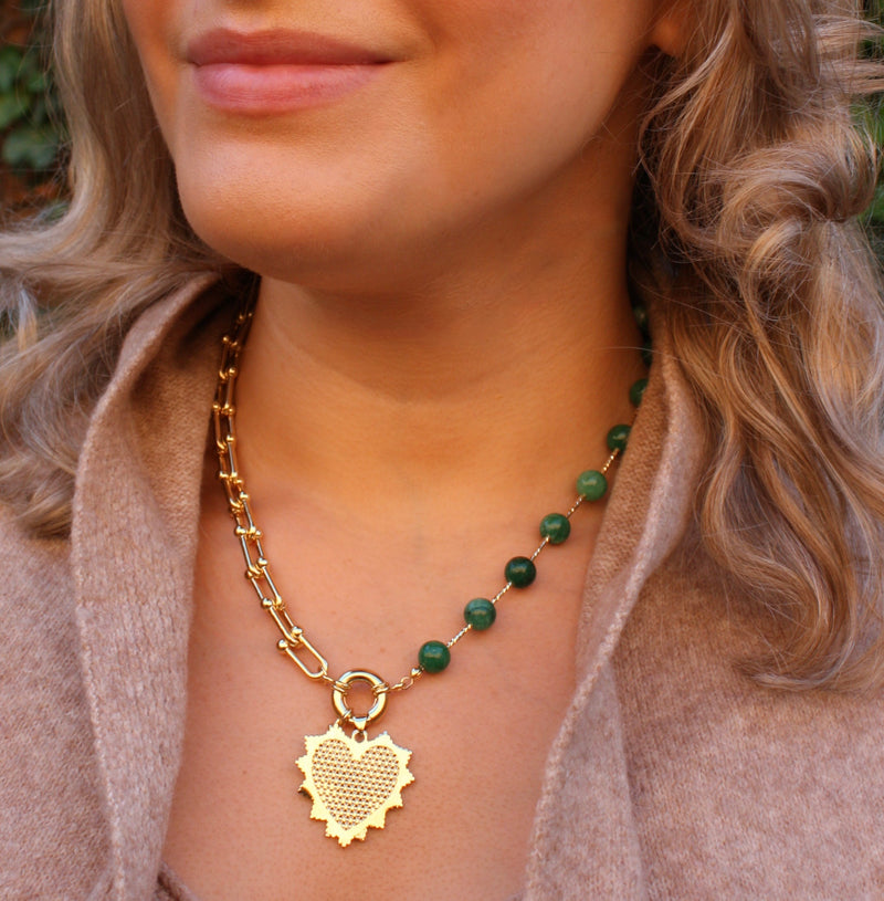 Intricate Heart Charm Necklace - more colors