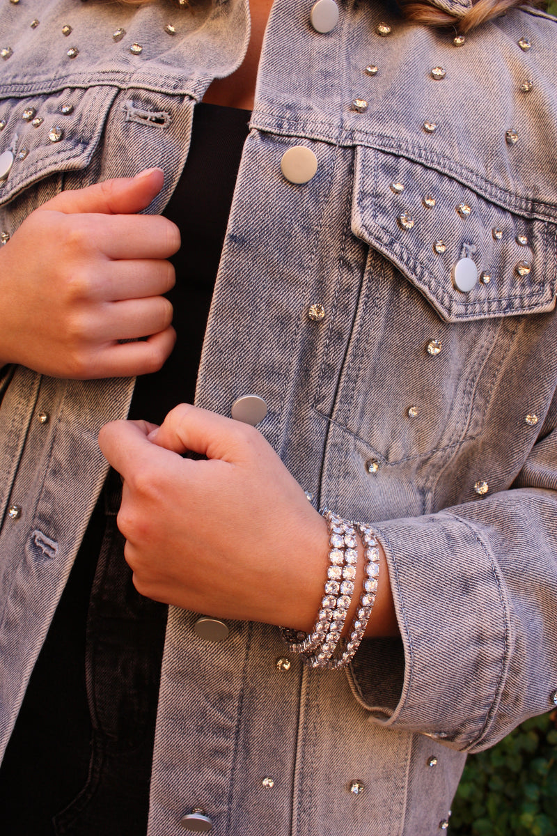 Large Tennis Bracelet - Silver- wholesale