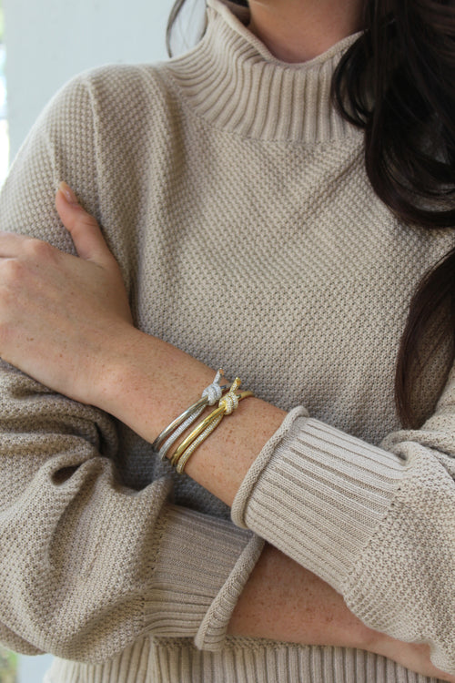 Pave Knot Bracelet - Silver