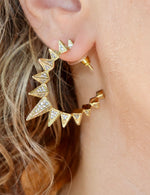 Spiked Pave Hoops- gold
