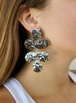 Hammered Petal Drops - silver