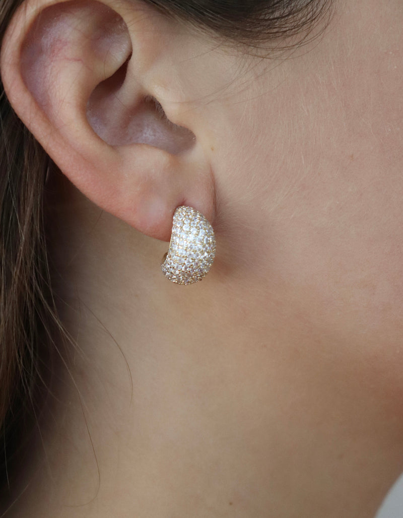 Pave Half Moon Earrings