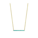 Micro Pave Bar Necklace - Turquoise
