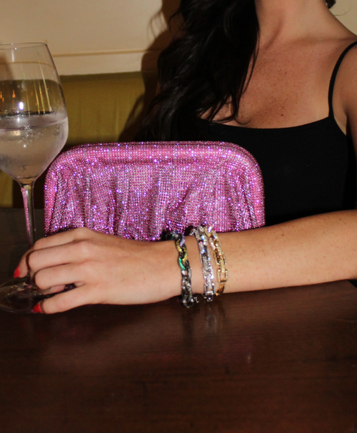 Pave Square Link Bracelet - Silver - wholesale