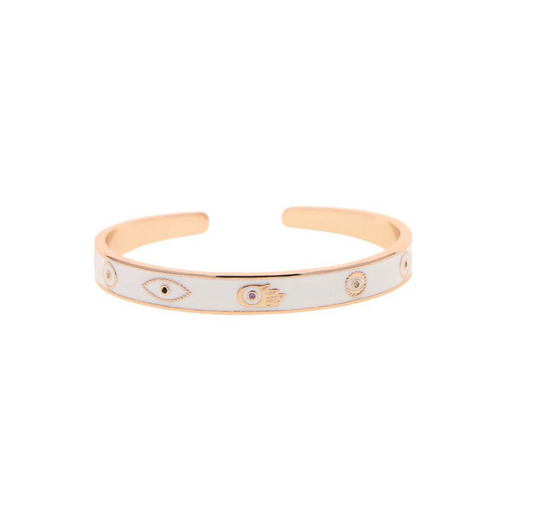 White Evil Eye Cuff