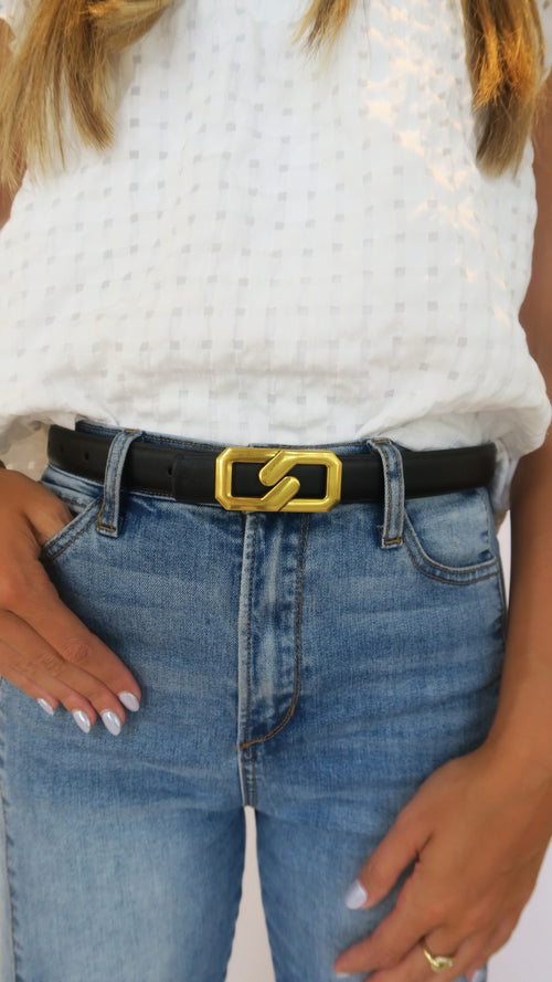 Gold Link Belt - Black