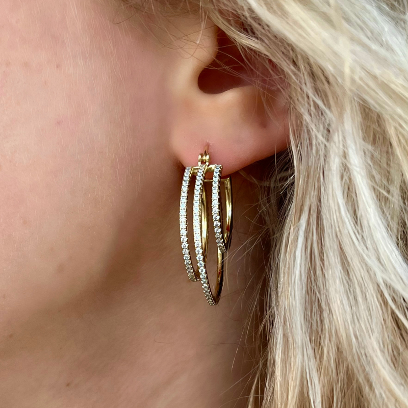 Triple CZ Hoops
