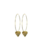 Rainbow Eye Heart Charm Gold Wire Hoop (case pack of 2) - wholesale