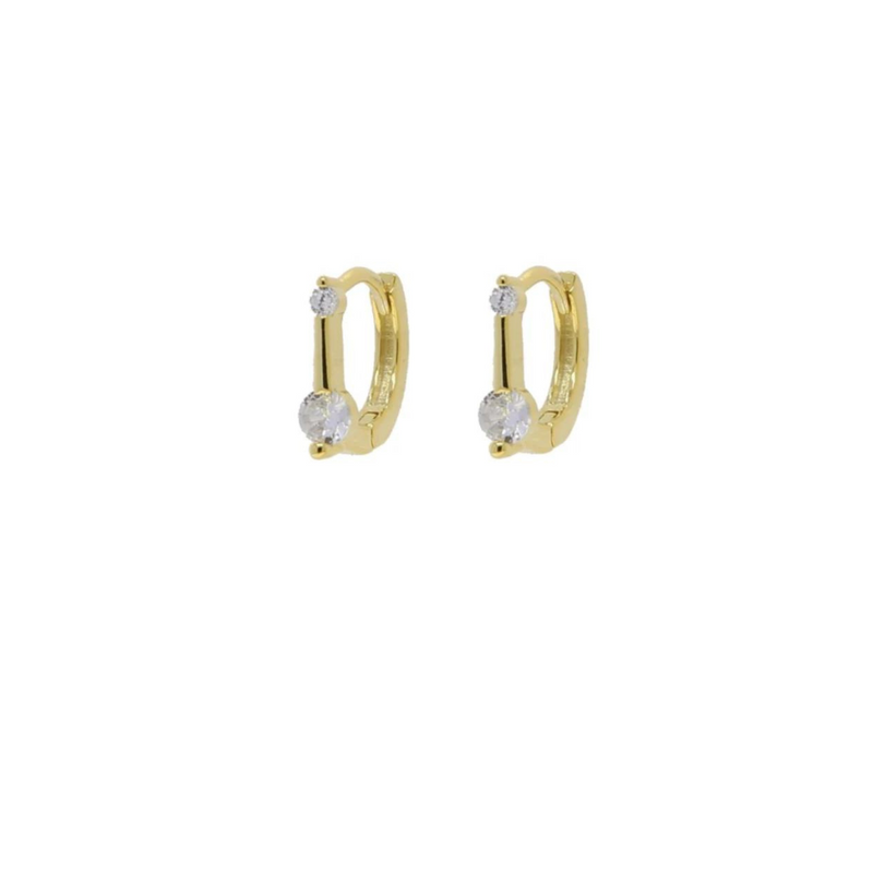 Double Stud Huggie Hoops