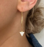 Triangle Charm Gold Wire Hoops (case pack of 2) - wholesale