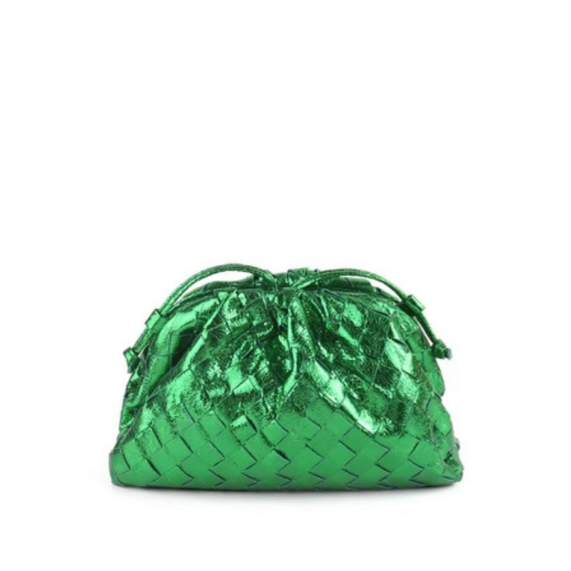 Woven Cloud Clutch - Metallic Green