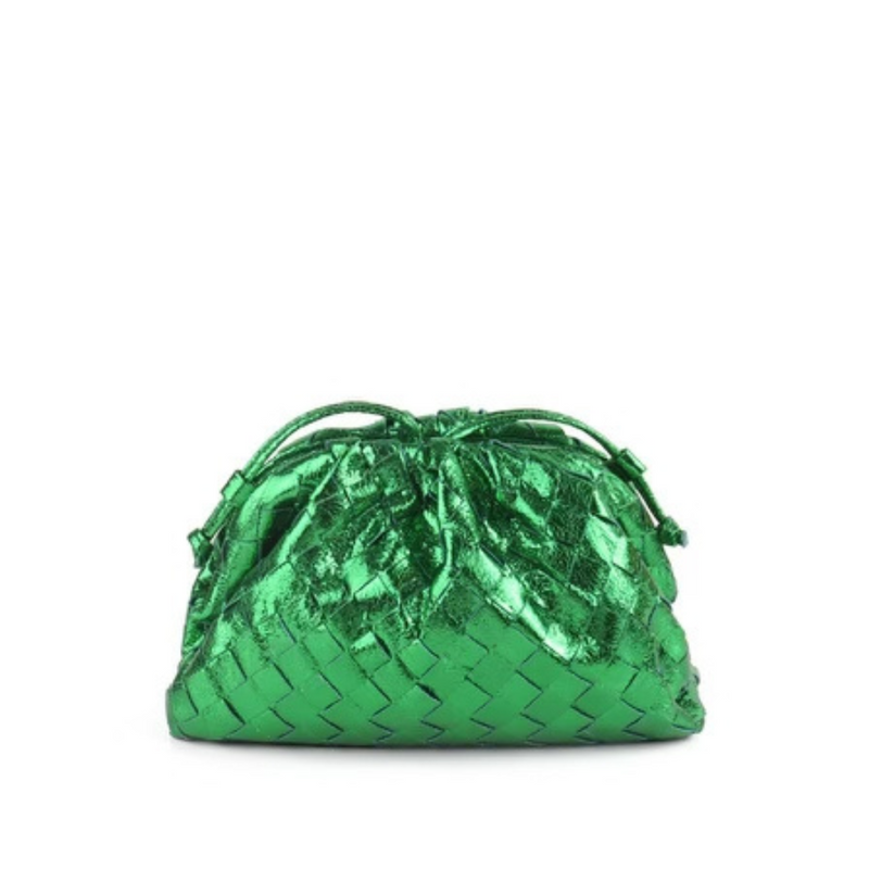 Woven Cloud Clutch Metallic Green Accessory Concierge