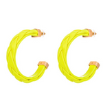 Braided Leather Hoops - yellow