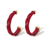 Braided Leather Hoops - rose