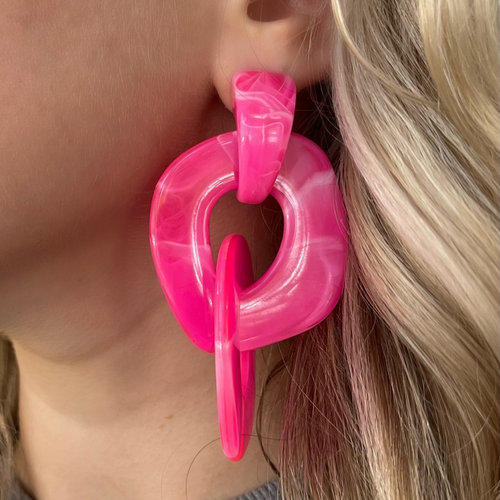Resin Chain Drops - Hot Pink