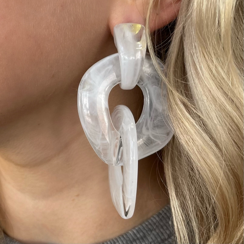 Resin Chain Drops - White