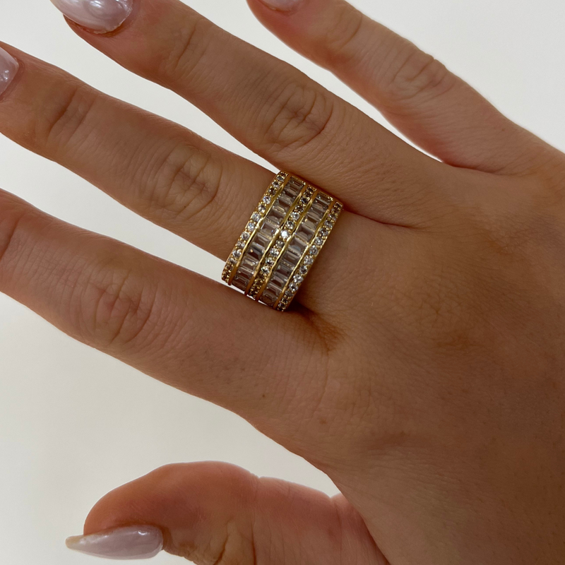 Stacked Crystal Band - gold