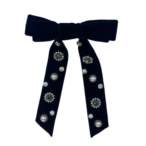 Velvet Bow Clip - Black