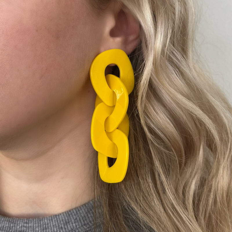 Link Drop Earring - Yellow
