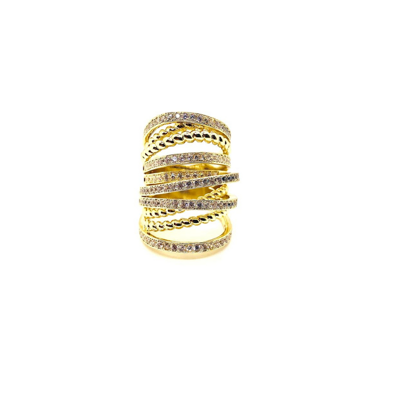 Gold Crossover Cocktail Ring