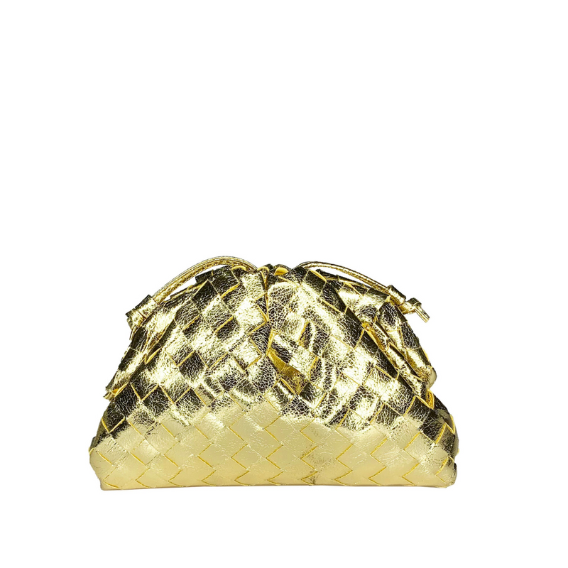 Woven Cloud Clutch - Metallic Gold - wholesale