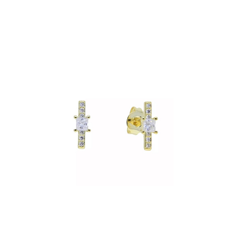 Vertical Bar CZ Stud - crystal